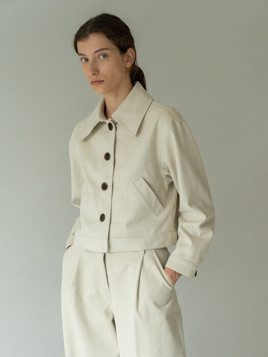 cotton crop jacket (light beige)