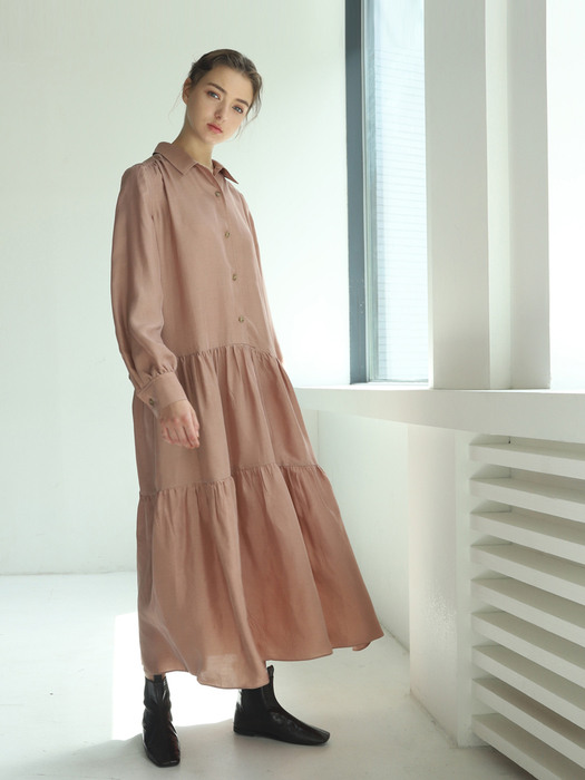 Dress P Shirring Ripe Plum