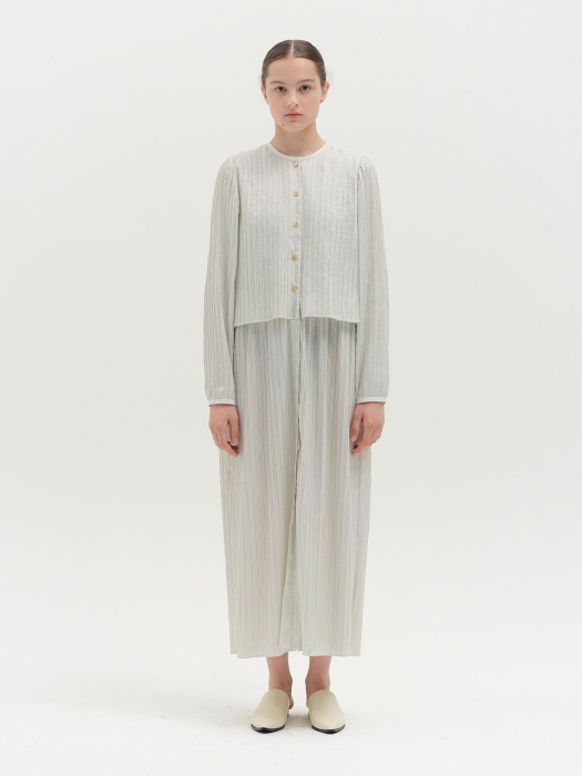 QIARRA Pleated Maxi Dress - Off White