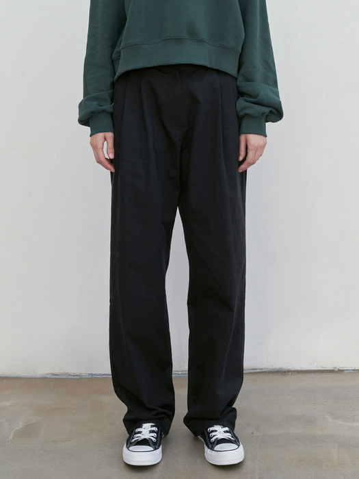 WIDE TWO BUTTON PANTS_BLACK