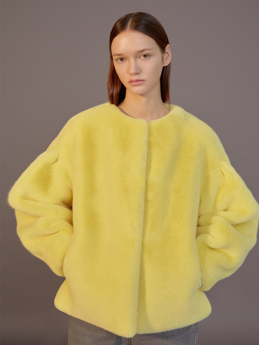 Blair Puff Eco Fur Jacket Yellow