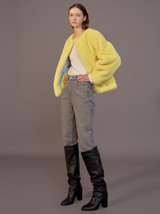 Blair Puff Eco Fur Jacket Yellow