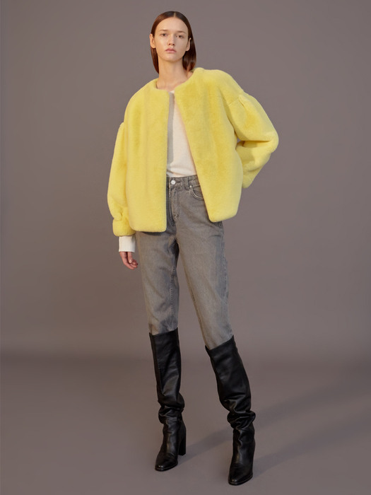 Blair Puff Eco Fur Jacket Yellow