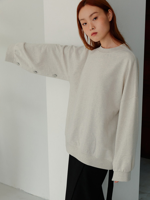 Elodie Buttonup Cape Sweatshirt (Oat Melange)