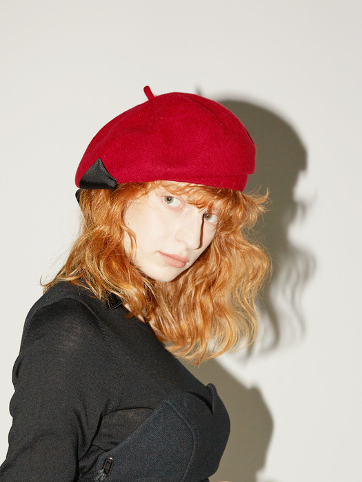 Wool Jersey Ribbon Beret - RD