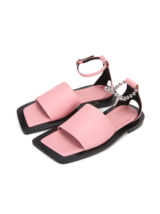 Wide Square Sole Slide Sandals | Pink