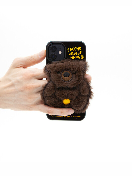 SUN CASE PATCH FUR BEAR DARK BROWN