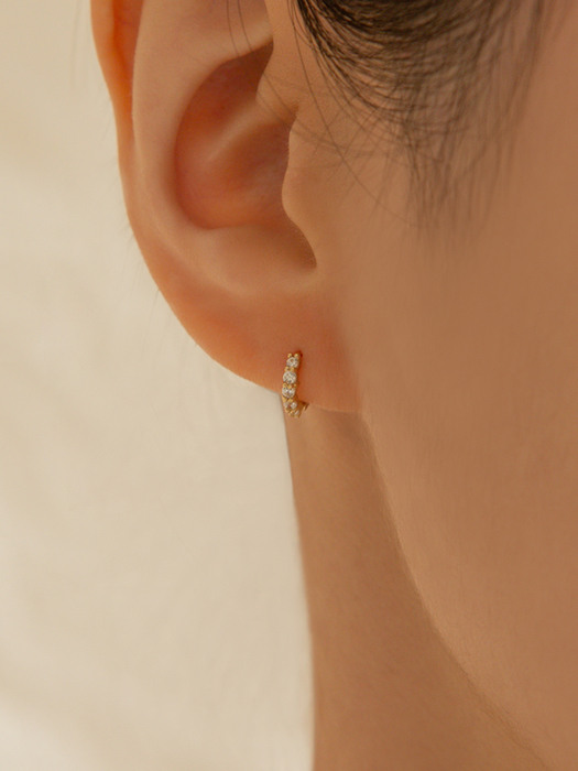 14k gold prong CZ onetouch ring earring (14k 골드) a07