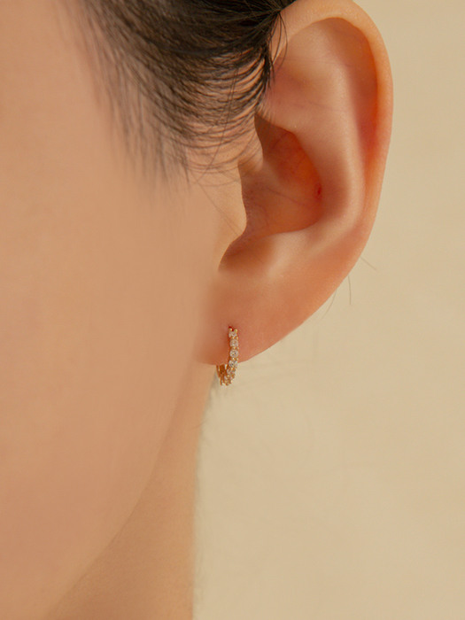 14k gold prong CZ onetouch ring earring (14k 골드) a07