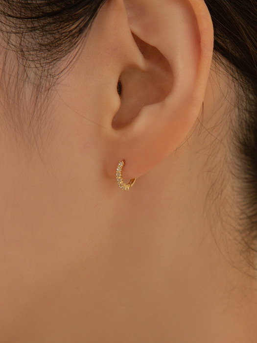 14k gold prong CZ onetouch ring earring (14k 골드) a07