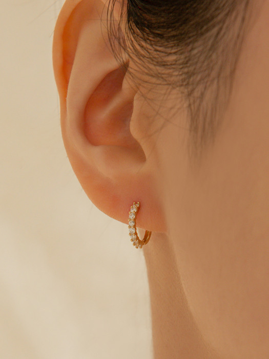 14k gold prong CZ onetouch ring earring (14k 골드) a07