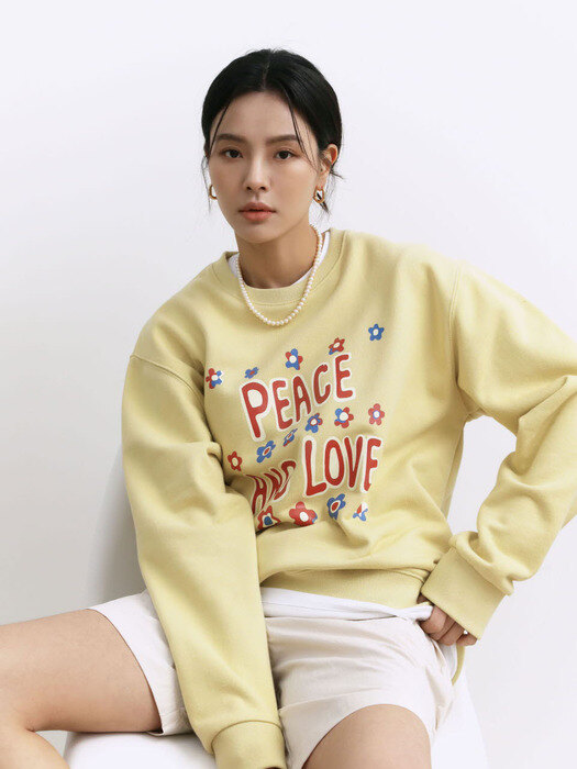 Peace and love Sweatshirt lemon