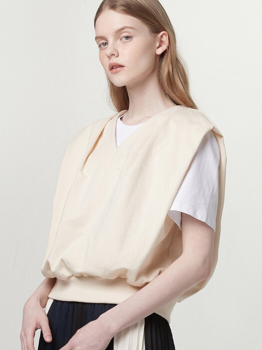 V-neck jersey vest - Vanilla