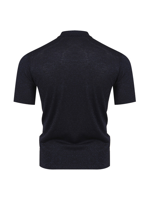 MEN COLLAR-NECK HALF SWEATER D/NAVY