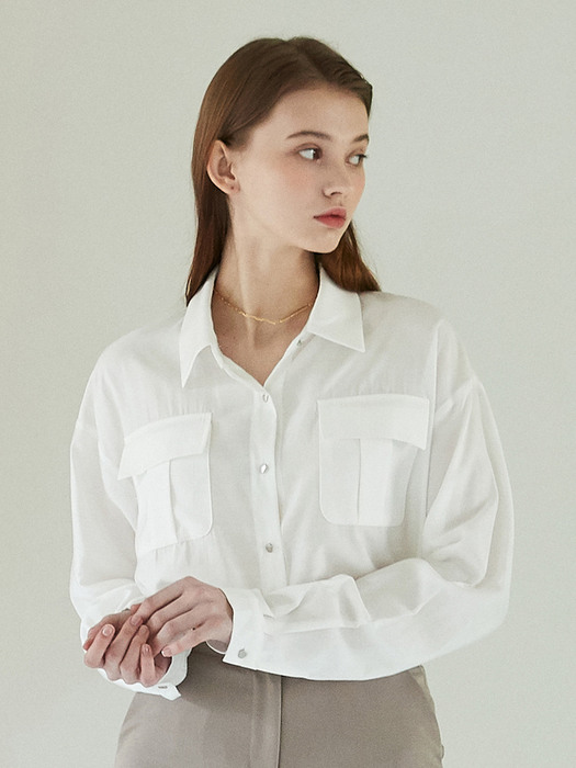 J714 two pocket basic shirts (white)