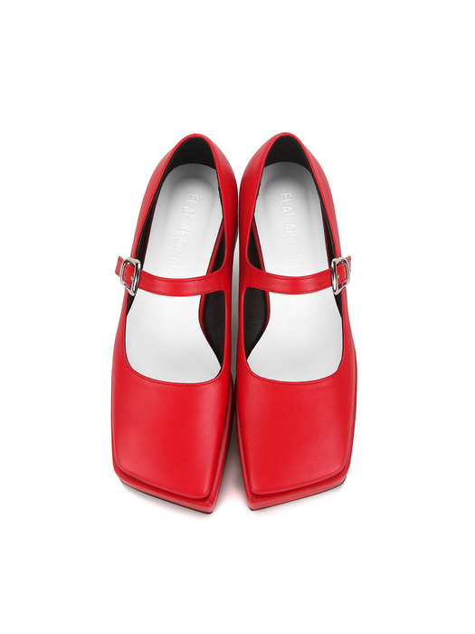 Squared toe mary jane platforms | Red