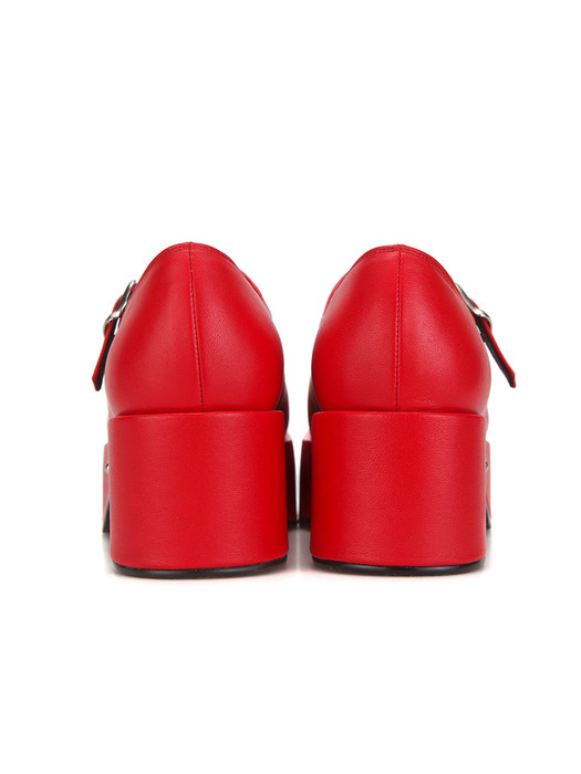 Squared toe mary jane platforms | Red