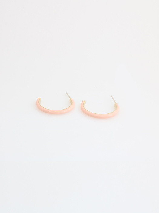 Salmon Glossy Circle Post Earrings