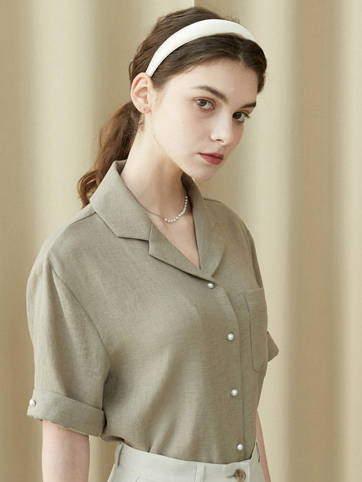 amr1233 pearl button pocket shirts (brown)
