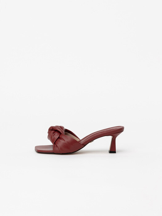 Wrappy Knotted Mules in Ruby Red