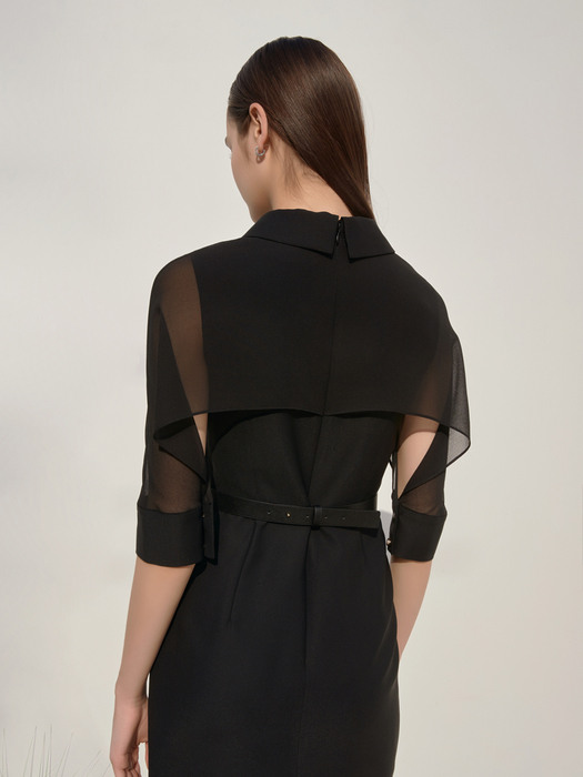 IRA / Cape Style see-through Formal Dress(black)