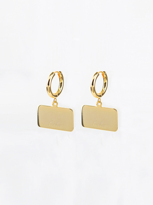 Bell Hoop Earring (square/gold) 