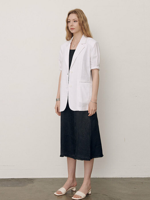 Dart point Linen jacket - White