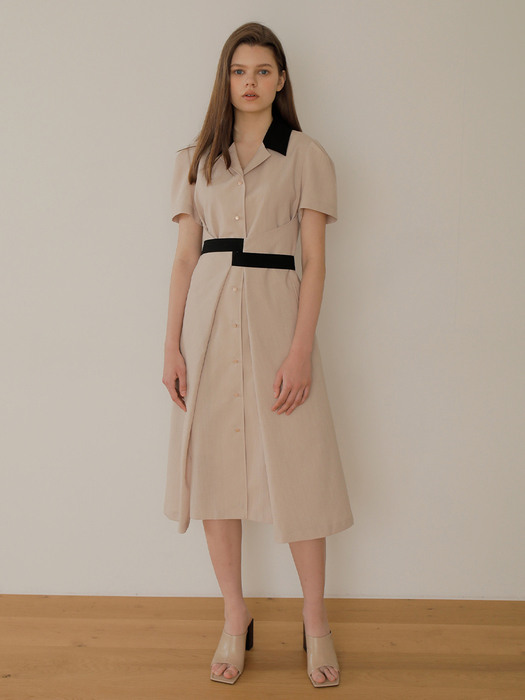 SUMMER COLOR COMBI DRESS/BEIGE