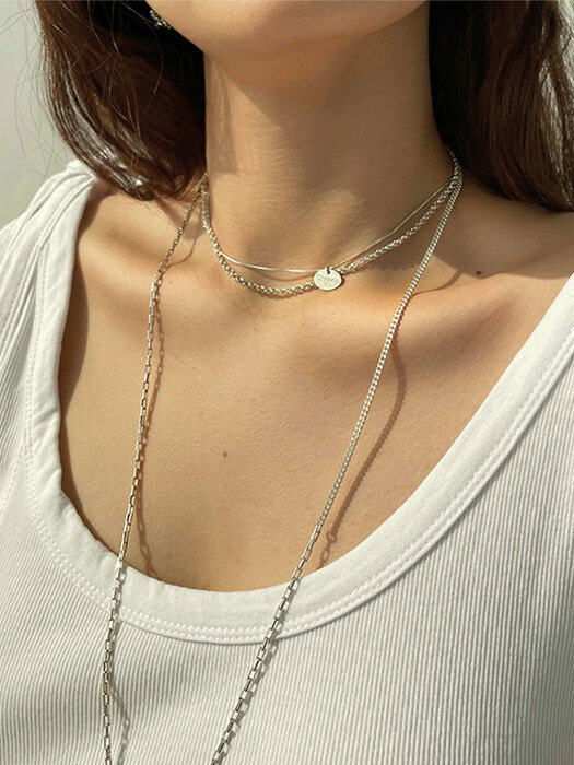 double line silver necklace
