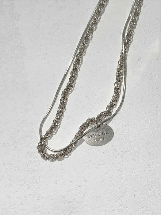 double line silver necklace