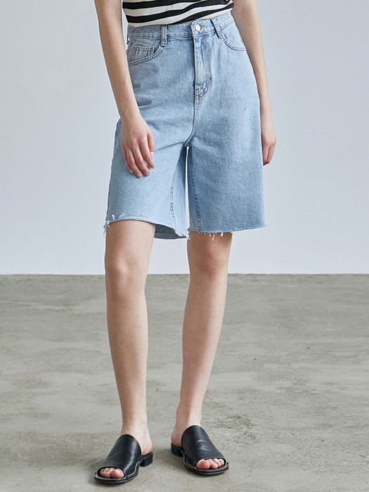 CUTTING DENIM SHORT_BLUE