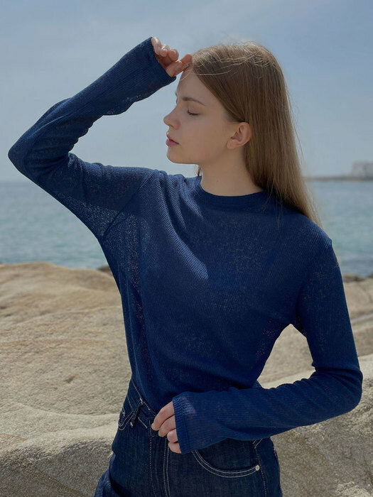 [SALT Label] LINEN LONG SLEEVE TOP_BLUE