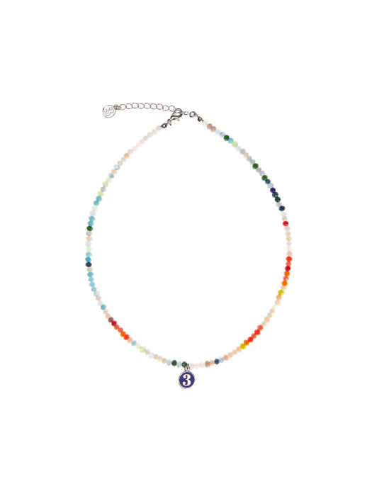 Weave No.3 mix stone necklace Rainbow