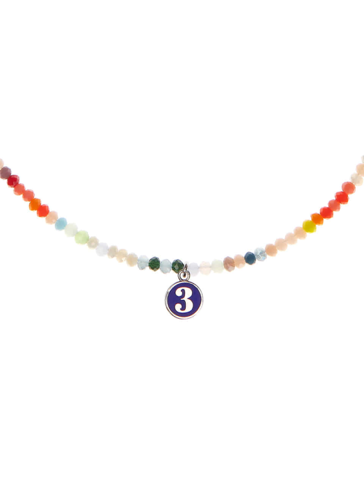 Weave No.3 mix stone necklace Rainbow
