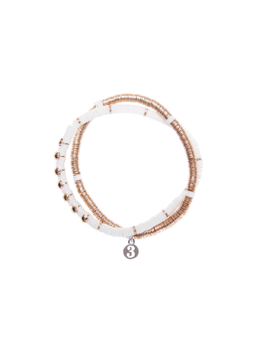 Weave / Little star double bracelet / White