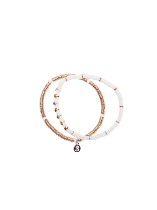 Weave / Little star double bracelet / White