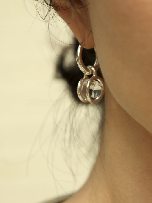 stem stone hoop earring-L
