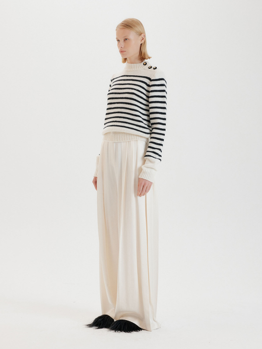 TRIPE Stripe Knit Pullover - Ivory/Black