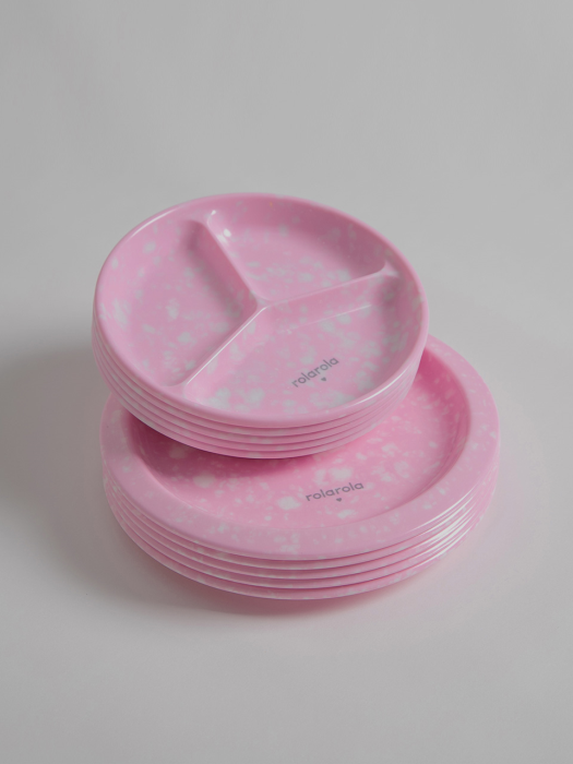 (LV-21536) SOFT MARBLE ROUND PLATE PINK