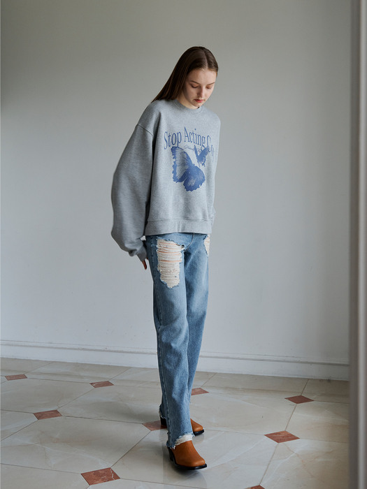 Butterfly Sweatshirt Grey