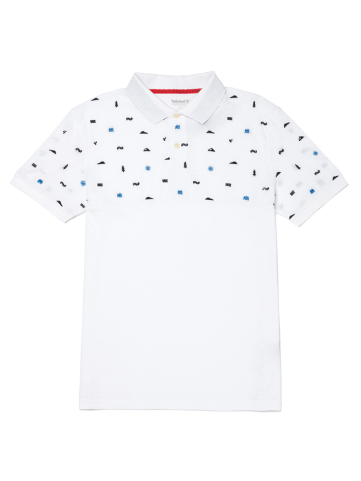 팀버랜드 남성 컬러블럭 폴로 반소매 티셔츠 화이트 A1XDE