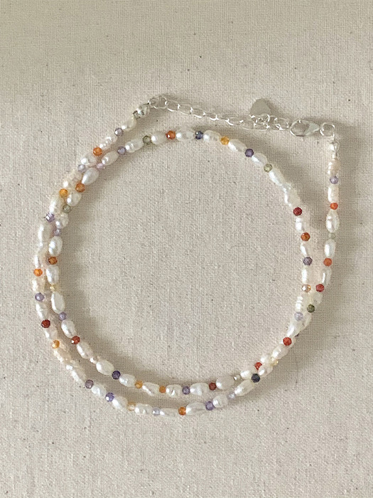 pearl rainbow beads necklace