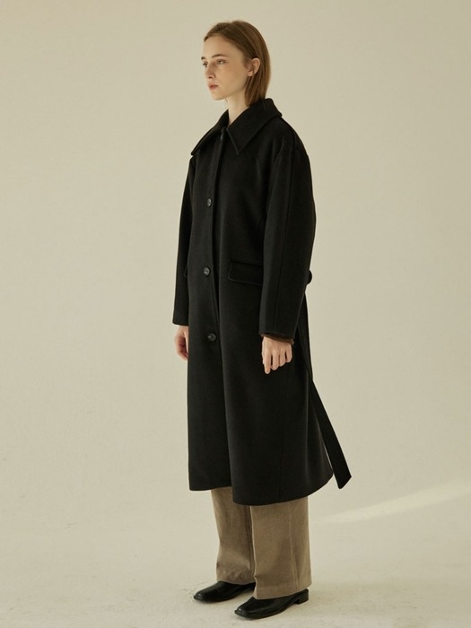 Cashmere Over-sized Coat - Black