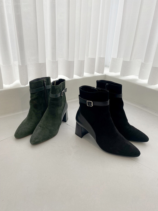 [리퍼브][green-235, black-250] Pointed toe ankle boots_2colors