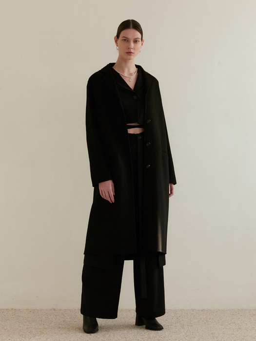 BASIC WOOL CASHMERE HANDMADE COAT - BLACK