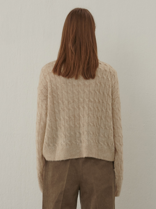 WOOL ROUND CABLE KNIT BEIGE