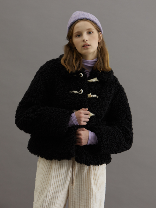 Fake Fur Toggle Coat_Black