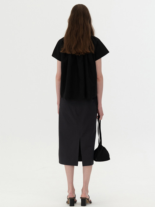 [ESSENTIAL] Rough Creased Blouse Black