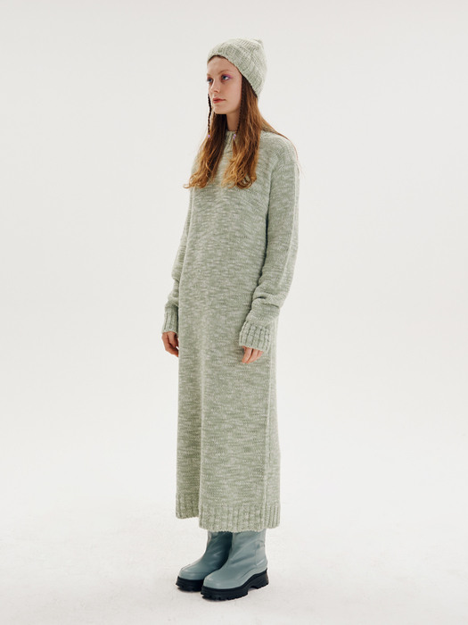 Eastern Long Knit-dress [Mint]