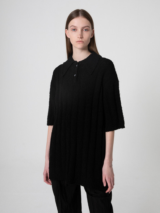 Spread-collar Oversized Knit - 2colors